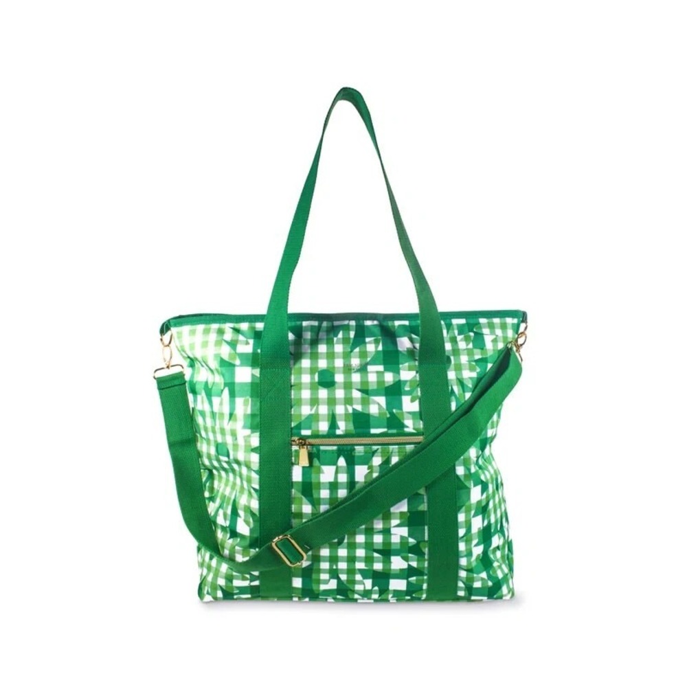 Kate Spade New York Green Daisy Gingham Large Cooler Bag‎ Insulated Travel NWOT